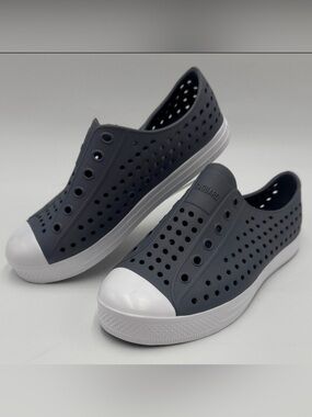 NWOT Kid’s Slip-On Perforated Water-Resistant Sneakers - Dark Gray/White